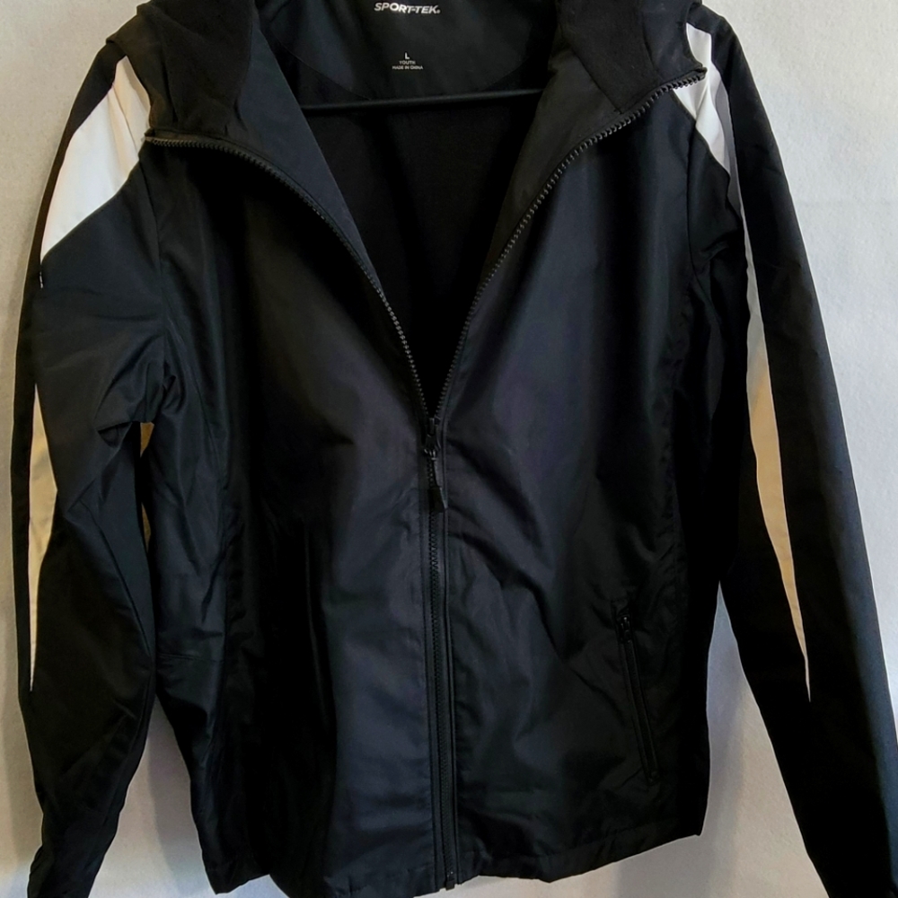 Youth Sport-Tek Track Jacket Black/White Size Large Youth